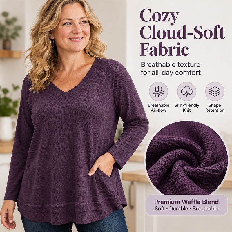 💜 Women's Textured Stitch Raglan Sleeve Sweatshirt