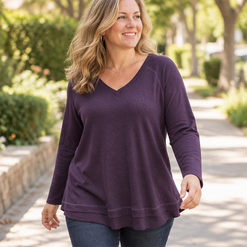 💜 Women's Textured Stitch Raglan Sleeve Sweatshirt