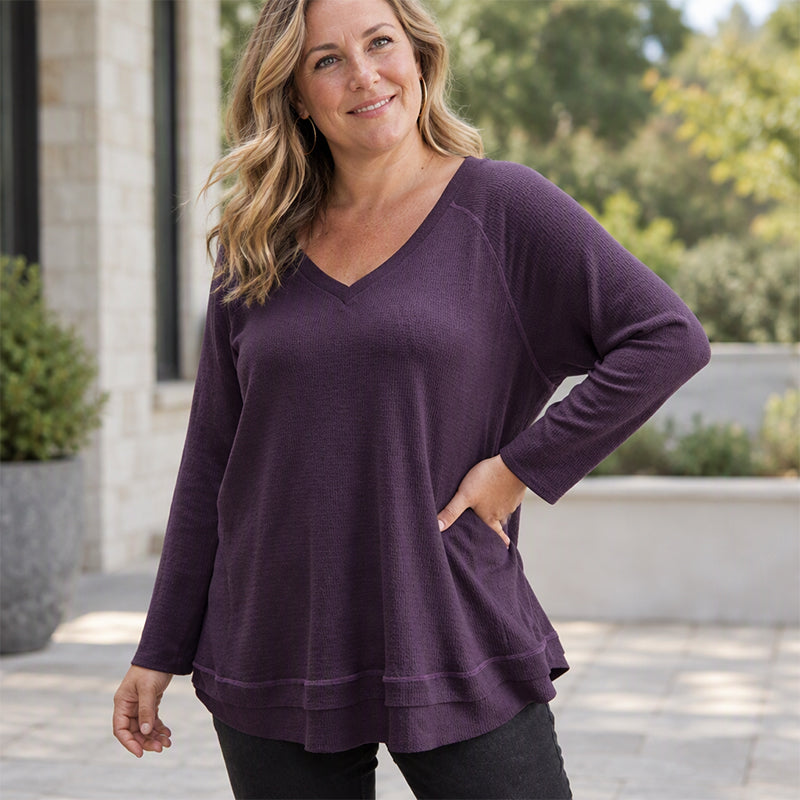 💜 Women's Textured Stitch Raglan Sleeve Sweatshirt