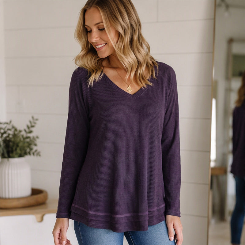 💜 Women's Textured Stitch Raglan Sleeve Sweatshirt