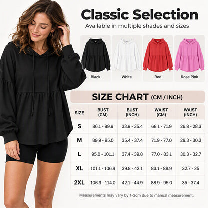 Women's Loose Ruffle Hem Hooded Sweatshirt