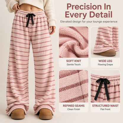 ☁️ Plush Softness, Leg-Elongating Silhouette | Women's Double-Sided Plush Striped Wide-Leg Pants
