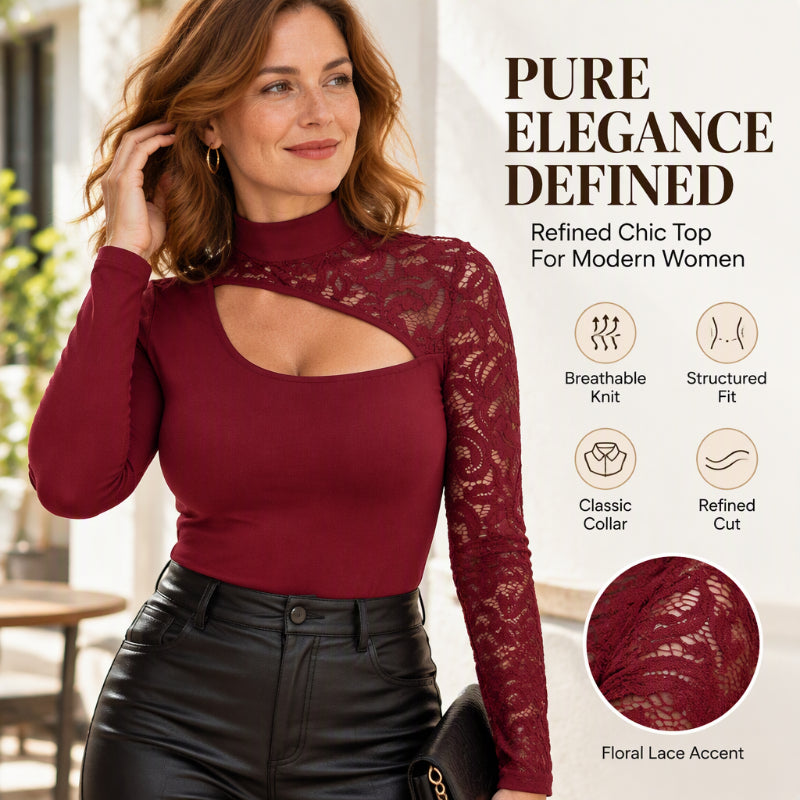 Women's Chic Asymmetrical Cutout Lace Top