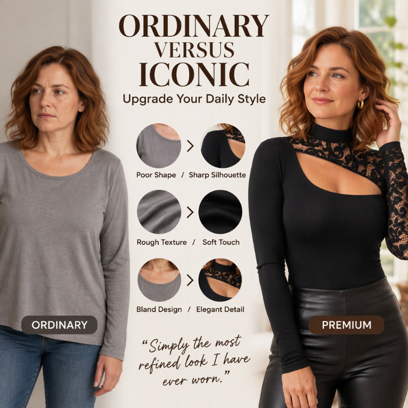 Women's Chic Asymmetrical Cutout Lace Top