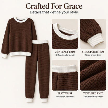 Women's Casual Waffle Knit 2-Piece Set