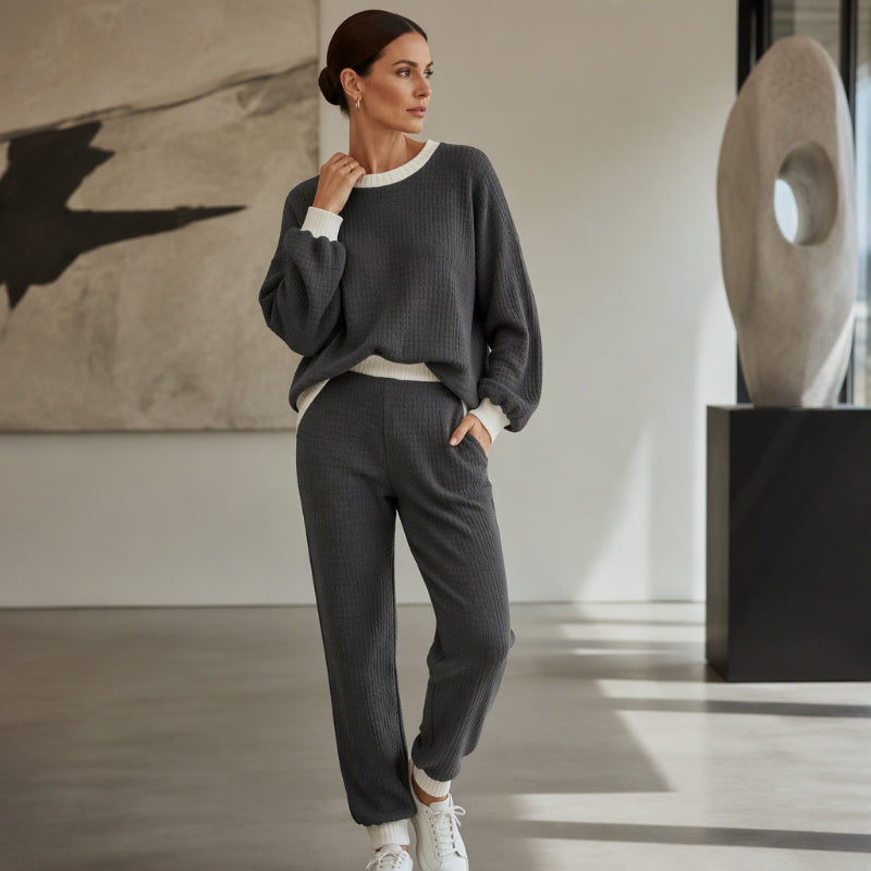 Women's Casual Waffle Knit 2-Piece Set