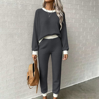 Women's Casual Waffle Knit 2-Piece Set