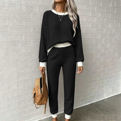 Women's Casual Waffle Knit 2-Piece Set