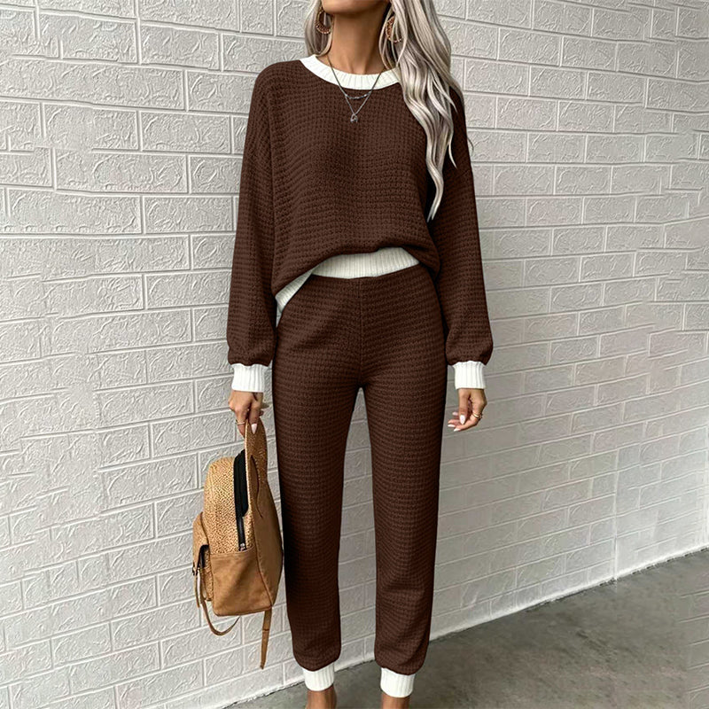 Women's Casual Waffle Knit 2-Piece Set
