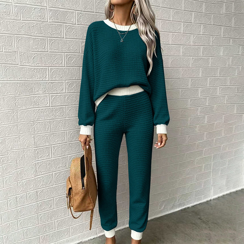 Women's Casual Waffle Knit 2-Piece Set
