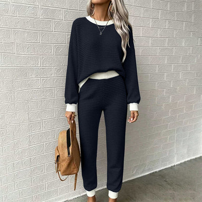 Women's Casual Waffle Knit 2-Piece Set
