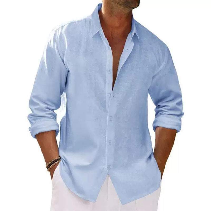 🌿 Breezy Comfort, Easy Vacation Style | Men's Casual Lightweight Breathable Linen Shirt