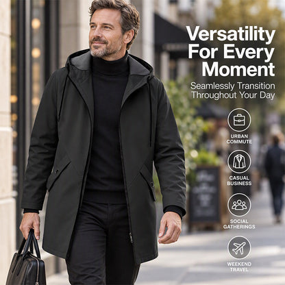 Men's Mid-Length Hooded Trench Coat
