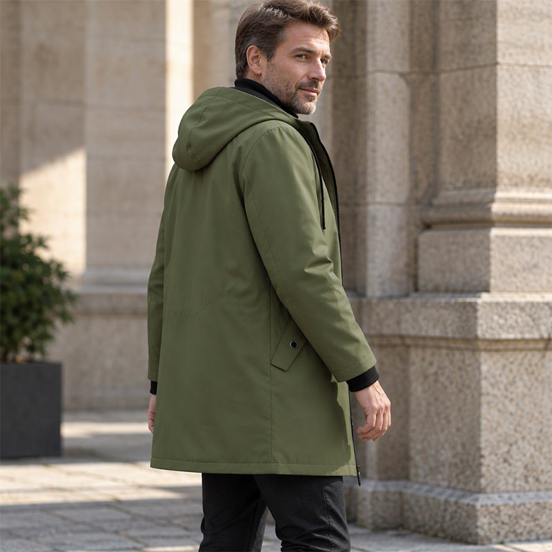 Men's Mid-Length Hooded Trench Coat