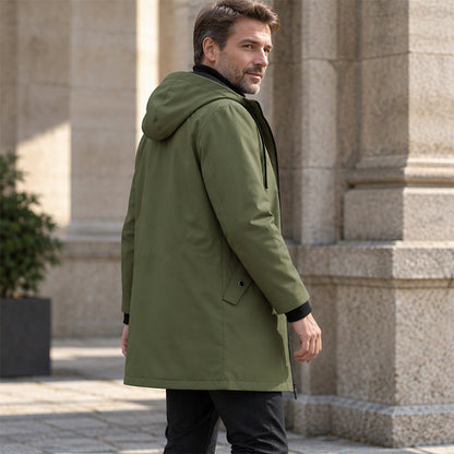 Men's Mid-Length Hooded Trench Coat