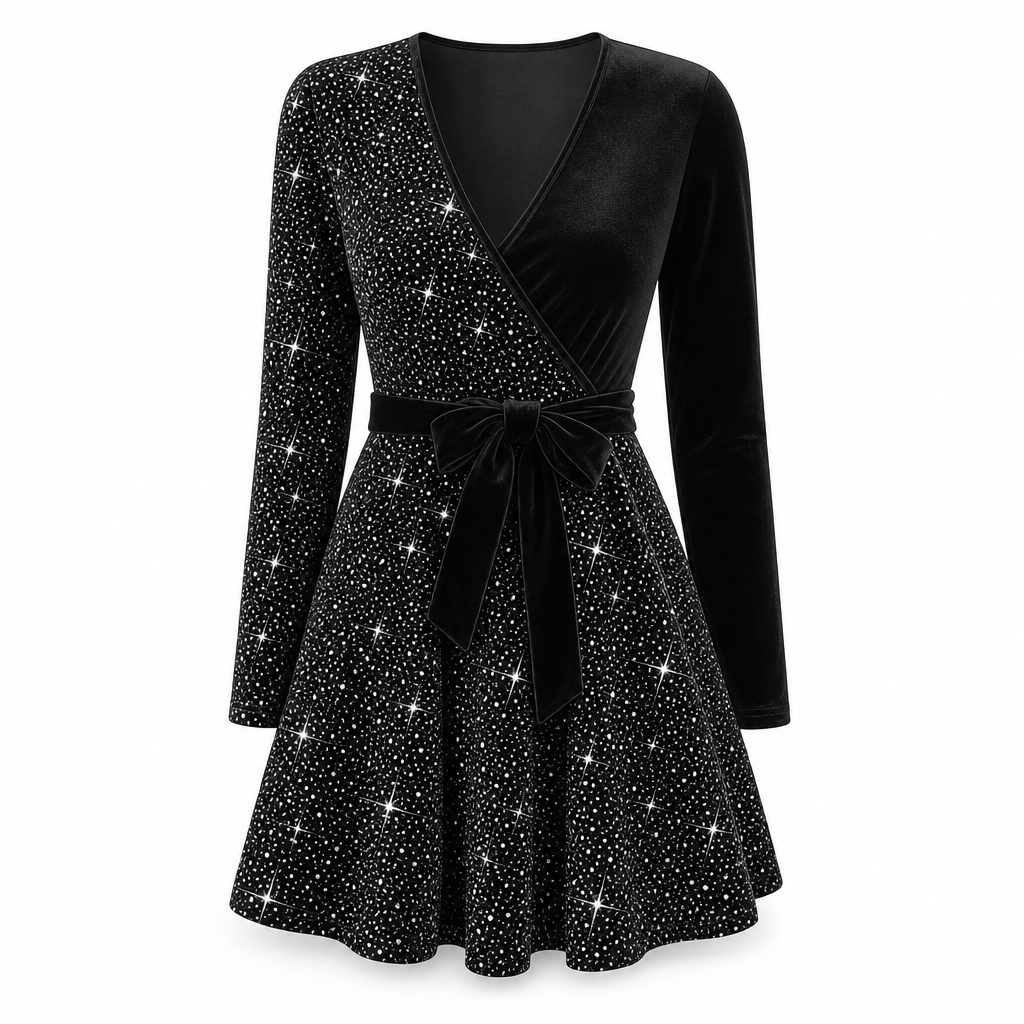 Sexy Women's V-Neck Asymmetrical Hem Sequin Dress – Glamorous & Party-Ready
