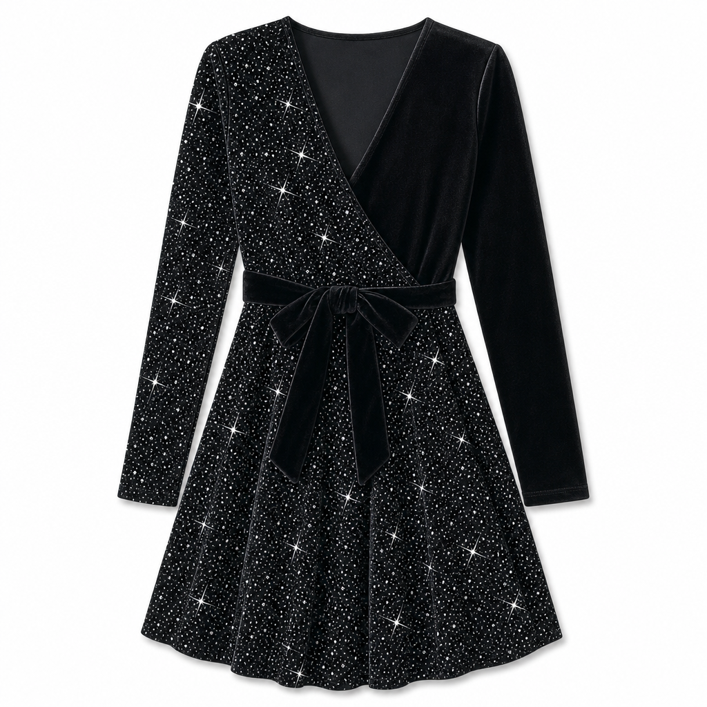 Sexy Women's V-Neck Asymmetrical Hem Sequin Dress – Glamorous & Party-Ready