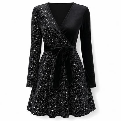 Sexy Women's V-Neck Asymmetrical Hem Sequin Dress – Glamorous & Party-Ready
