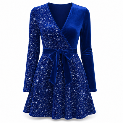 Sexy Women's V-Neck Asymmetrical Hem Sequin Dress – Glamorous & Party-Ready
