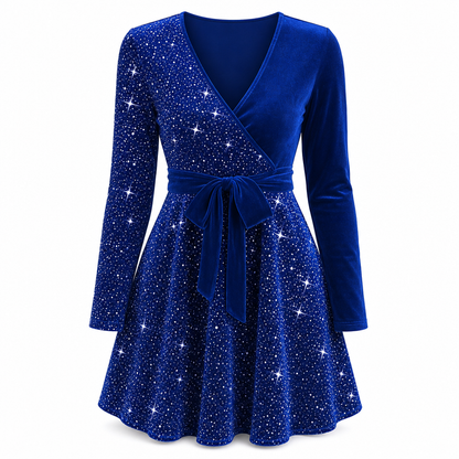 Sexy Women's V-Neck Asymmetrical Hem Sequin Dress – Glamorous & Party-Ready