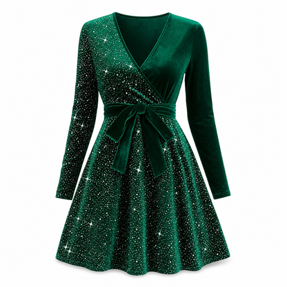 Sexy Women's V-Neck Asymmetrical Hem Sequin Dress – Glamorous & Party-Ready