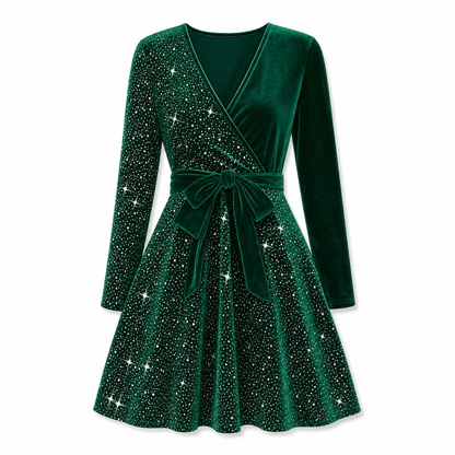 Sexy Women's V-Neck Asymmetrical Hem Sequin Dress – Glamorous & Party-Ready