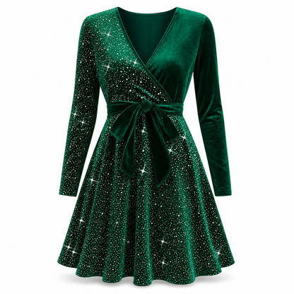 Sexy Women's V-Neck Asymmetrical Hem Sequin Dress – Glamorous & Party-Ready