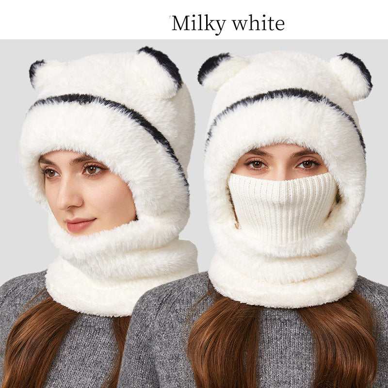 🐻 All-in-One Warmth, Cozy Full Coverage | 3-in-1 Winter Bear Hat with Scarf & Mask