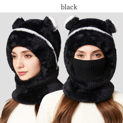 🐻 All-in-One Warmth, Cozy Full Coverage | 3-in-1 Winter Bear Hat with Scarf & Mask