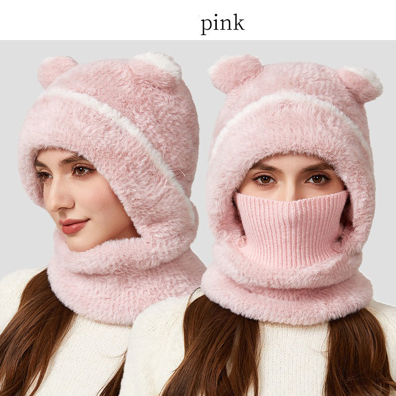 🐻 All-in-One Warmth, Cozy Full Coverage | 3-in-1 Winter Bear Hat with Scarf & Mask