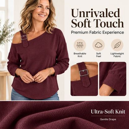 Women's Long Sleeve Asymmetric Off-Shoulder Top