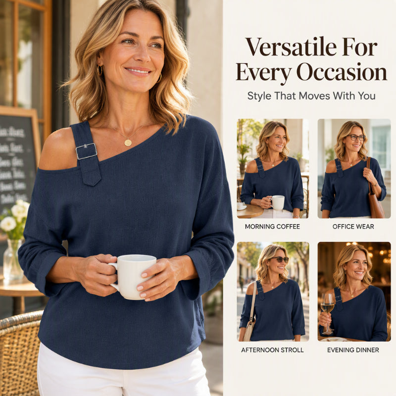 Women's Long Sleeve Asymmetric Off-Shoulder Top