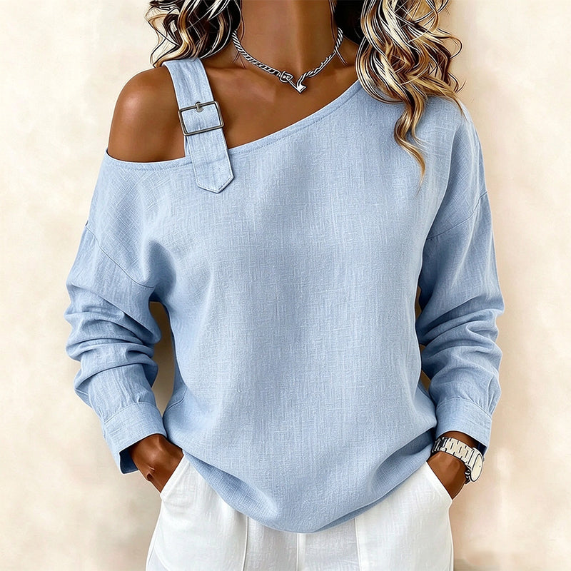 Women's Long Sleeve Asymmetric Off-Shoulder Top
