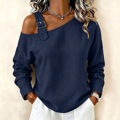 Women's Long Sleeve Asymmetric Off-Shoulder Top