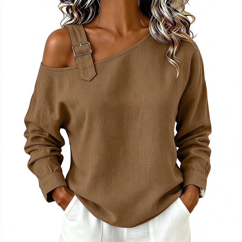 Women's Long Sleeve Asymmetric Off-Shoulder Top