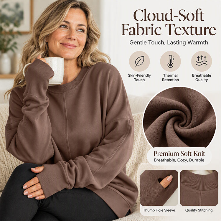 👚 Relaxed Comfort, Flowing Side Detail | Women's Loose Crewneck Side Slit Sweatshirt
