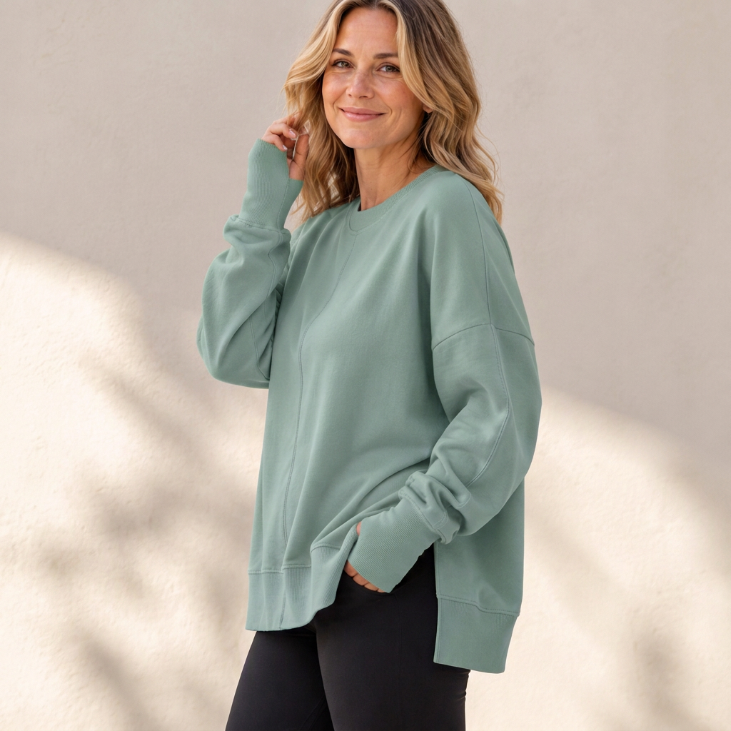 👚 Relaxed Comfort, Flowing Side Detail | Women's Loose Crewneck Side Slit Sweatshirt