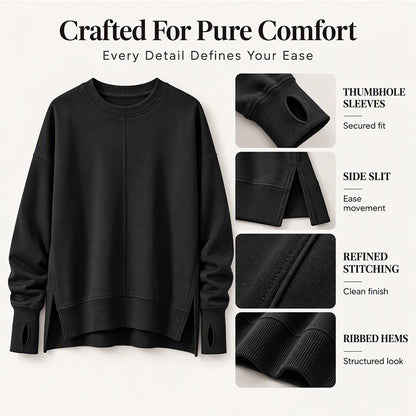 👚 Relaxed Comfort, Flowing Side Detail | Women's Loose Crewneck Side Slit Sweatshirt
