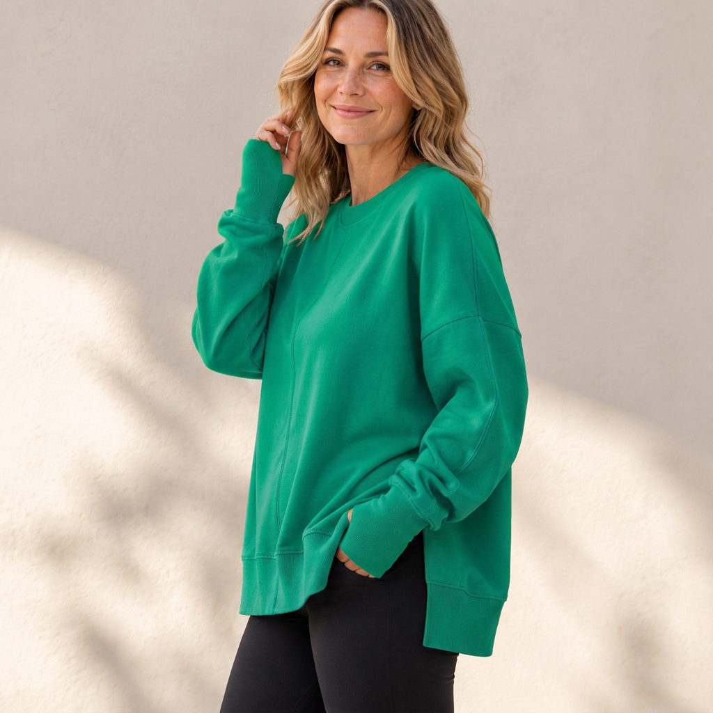 👚 Relaxed Comfort, Flowing Side Detail | Women's Loose Crewneck Side Slit Sweatshirt