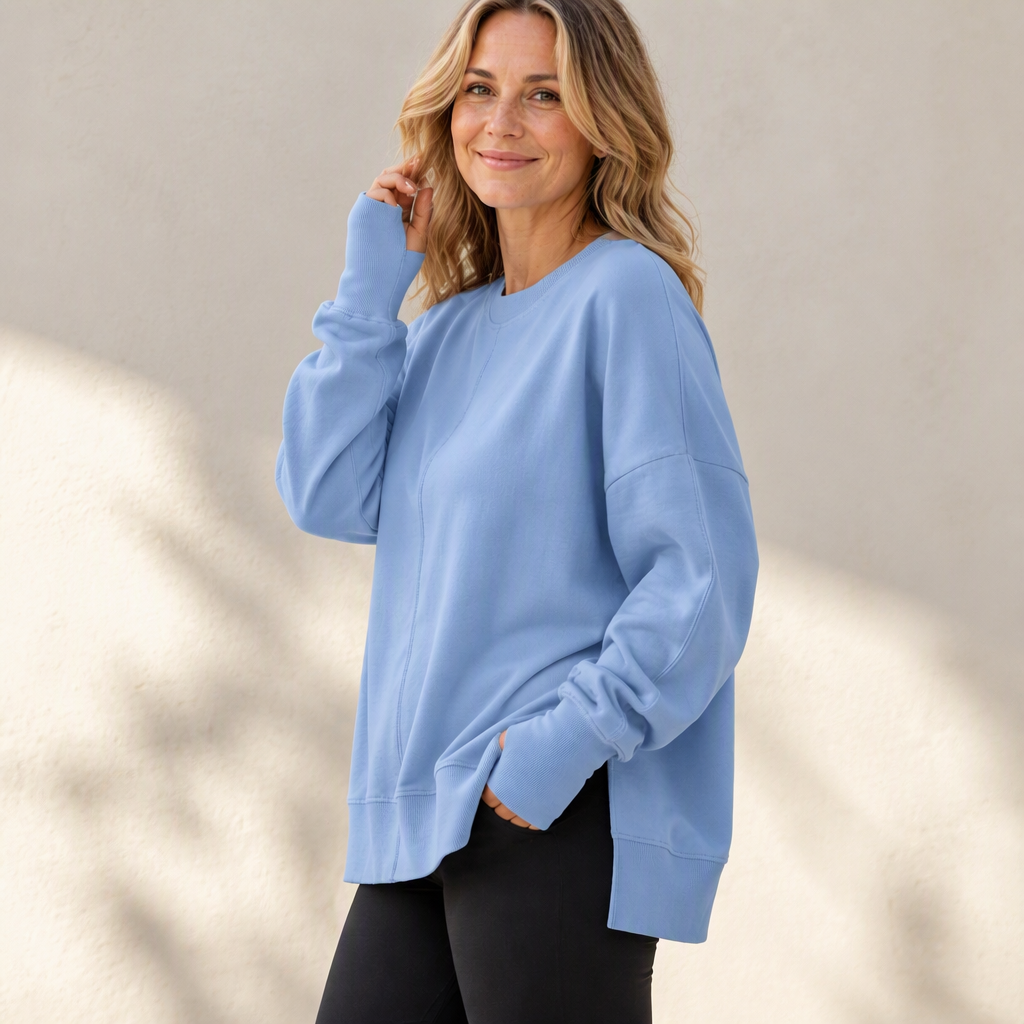 👚 Relaxed Comfort, Flowing Side Detail | Women's Loose Crewneck Side Slit Sweatshirt