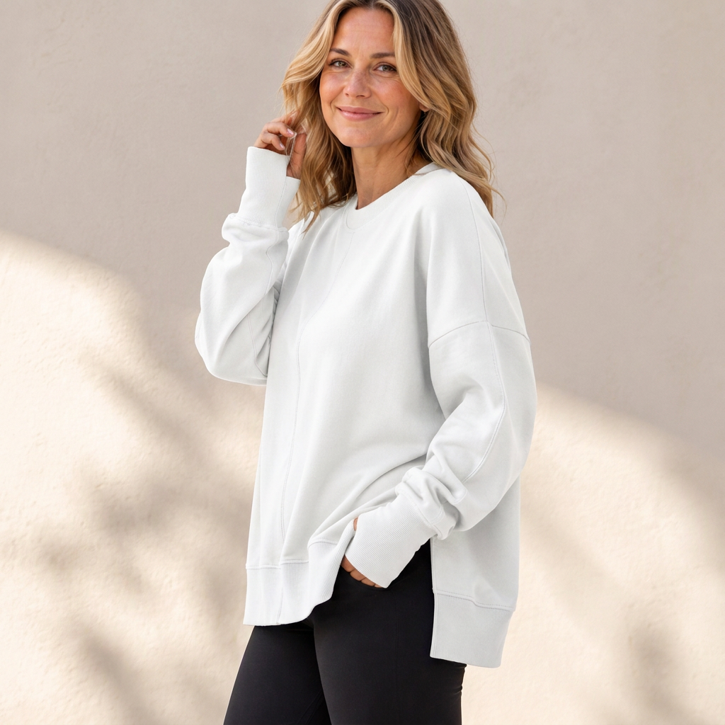 👚 Relaxed Comfort, Flowing Side Detail | Women's Loose Crewneck Side Slit Sweatshirt