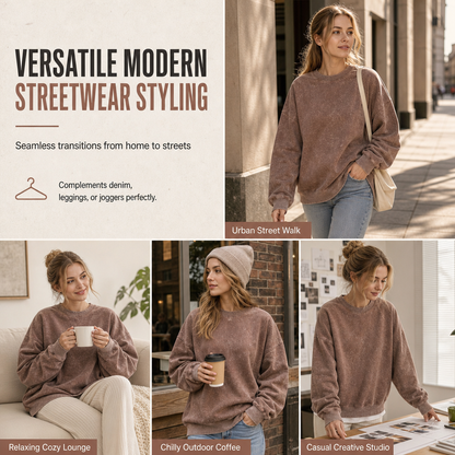 🧥 Faded Retro Charm, Substantial Structured Comfort | Unisex Vintage Washed Heavyweight Crewneck Pullover Sweatshirt