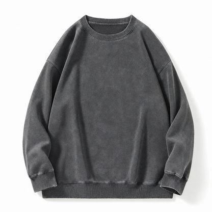 🧥 Faded Retro Charm, Substantial Structured Comfort | Unisex Vintage Washed Heavyweight Crewneck Pullover Sweatshirt