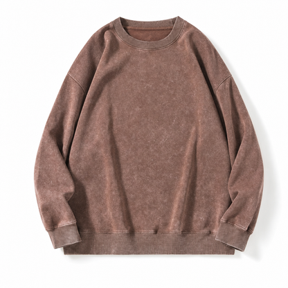 🧥 Faded Retro Charm, Substantial Structured Comfort | Unisex Vintage Washed Heavyweight Crewneck Pullover Sweatshirt