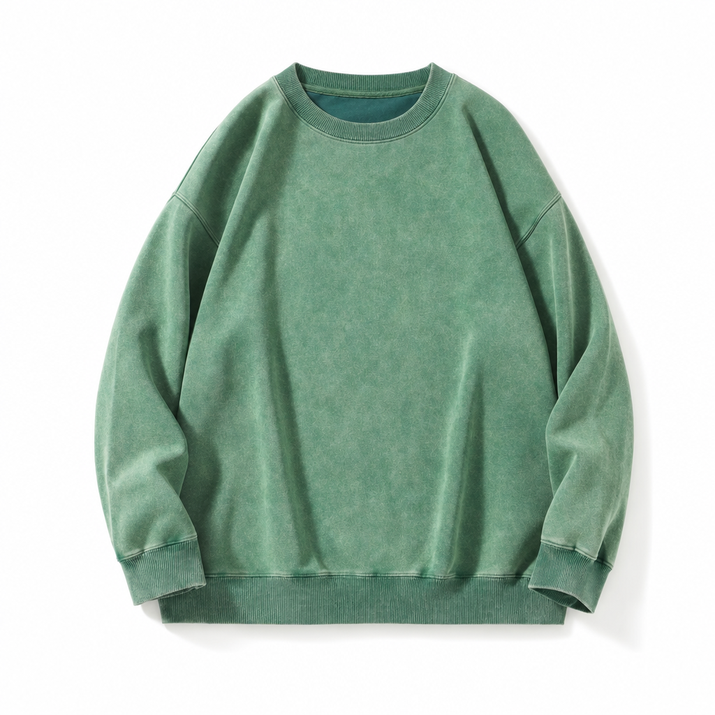 🧥 Faded Retro Charm, Substantial Structured Comfort | Unisex Vintage Washed Heavyweight Crewneck Pullover Sweatshirt